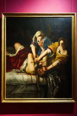 Floransa, İtalya, 4 Ocak 2024: Judith Holofernes 'in kafasını kesti. Artemisia Gentileschi. Uffizi Galerisi, Floransa