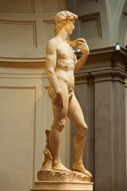 Floransa, İtalya, 5 Ocak 2024 Michelangelos David heykeli. Profil. Accademia Galerisi. Floransa