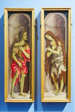 Florence, Italy, January 5, 2024: Saint John the Baptist and Saint Mary Magdalene. Filippino Lippi. Accademia Gallery clipart