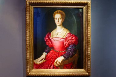 Floransa, İtalya, 4 Ocak 2024 Lucrezia Panciatichi 'nin Portresi. Bronzino. Uffizi Galerisi, Floransa