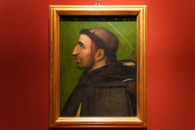 Floransa, İtalya, 4 Ocak 2024: Girolamo Savonarola 'nın Aziz Peter Martyr portresi. Fra Bartlomeo della Porta. Pitti Sarayı
