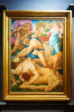 Florence, Italy, January 4, 2024: Moses defending the Jethro daughters. Rosso Fiorentino. Uffizi Gallery clipart