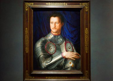 Florence, Italy, January 4, 2024: Portrait of Cosimo I Medici. Bronzino. Uffizi gallery clipart