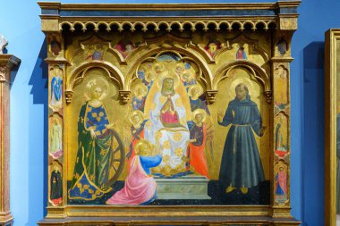 Florence, Italy, January 5, 2024: Madonna of the girdle and saints. Andrea di Giusto Manzini. Accademia Gallery clipart