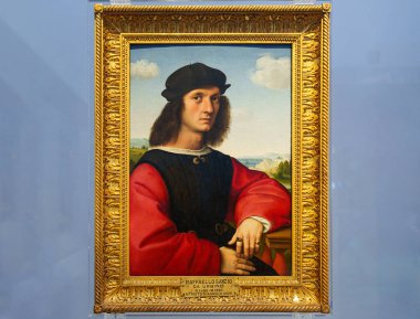 Florence, İtalya, 4 Ocak 2024 Agnolo Doni 'nin Portresi. Raphael.