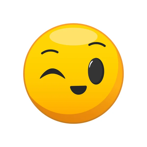 Sorridi Con Occhio Ammiccante Illustrazione Emoji — Vettoriale Stock