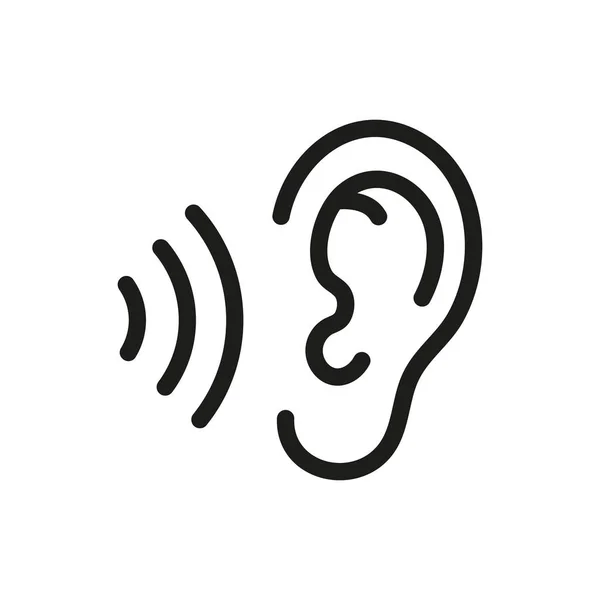 Icono Escucha Del Oído Humano Estilo Esquema Vector — Archivo Imágenes Vectoriales