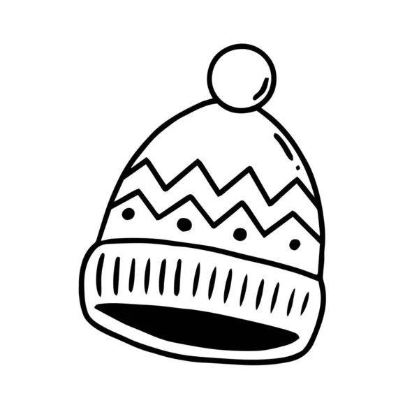 Illustration Winter Hat Hand Drawn Style — Stock Vector
