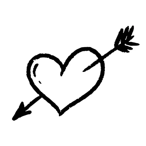 Εικονογράφηση Της Καρδιάς Και Του Βέλους Ένα Ζωγραφισμένο Στο Χέρι — Διανυσματικό Αρχείο