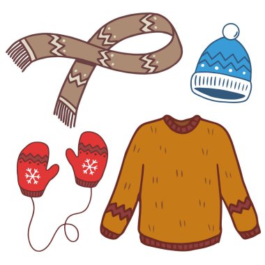 Kış giysisi. Sıcak örülmüş kumaş..