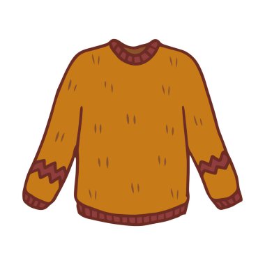 Örgü süveterin vektör çizimi. Kış kıyafeti.