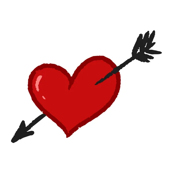 Vector Illustration Red Heart Arrow — Stock Vector