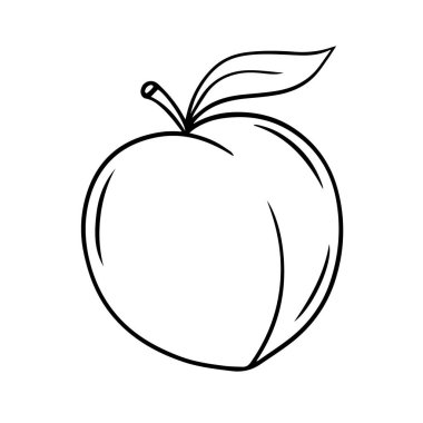 El çizimi bir şeftalinin vektör illüstrasyonu.