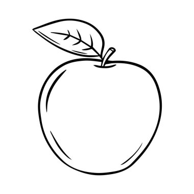 Bir elmanın el çizimi biçiminde vektör illüstrasyonu.