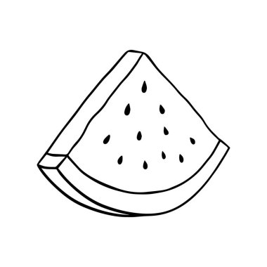 Elle çizilmiş bir karpuz diliminin vektör çizimi.