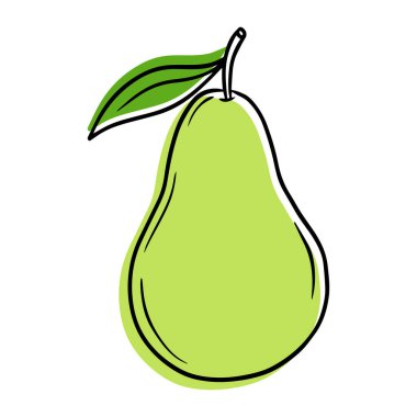 Olgun bir armutun kontur biçimindeki vektör illüstrasyonu.