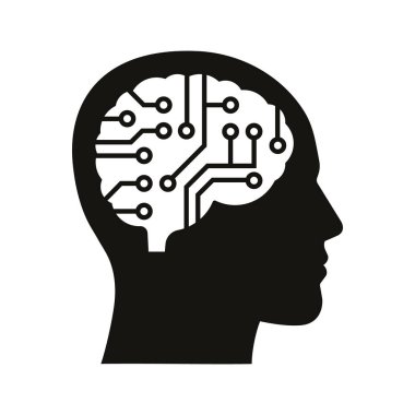 Vector illustration of neural network in human brain icon design.