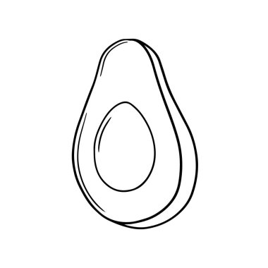 Vector illustration of an avocado in a hand-drawn style.