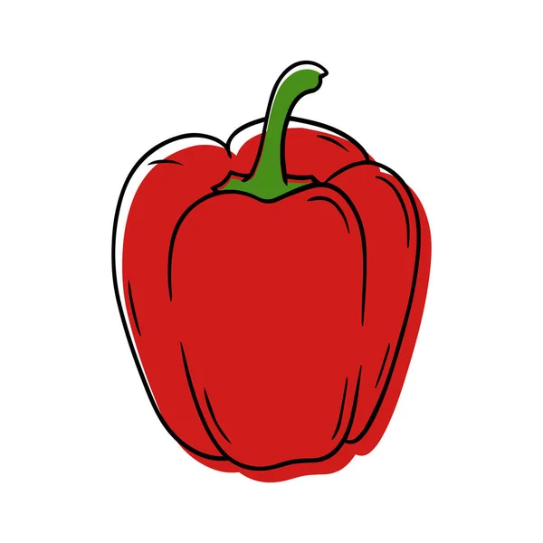 Illustration Vectorielle Poivron Rouge Mûr Dans Style Linéaire — Image vectorielle