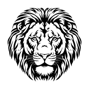 Şablon stilinde aslan başı tasviri. Vektör.