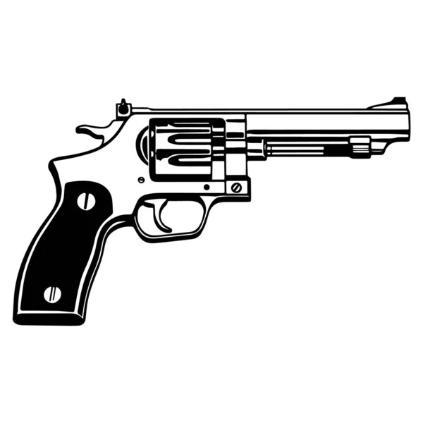 Illustration Revolver Drawing Stencil Style Vector — Stock Vector