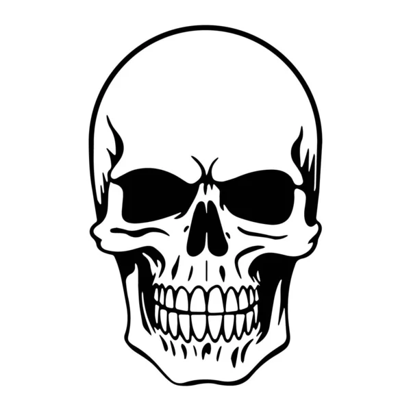 Illustration Evil Skull Black White Style Vector — Stock Vector