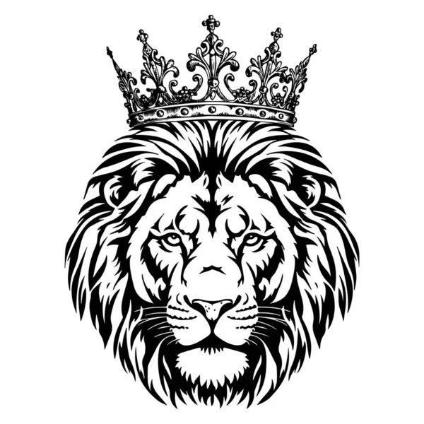 Illustration Roi Lion Noir Blanc Vecteur — Image vectorielle