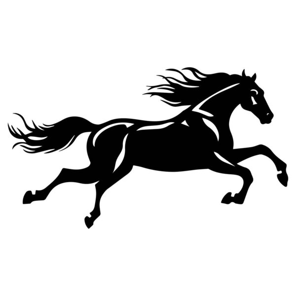 Illustration of running horse in drawing stencil style. Vector.