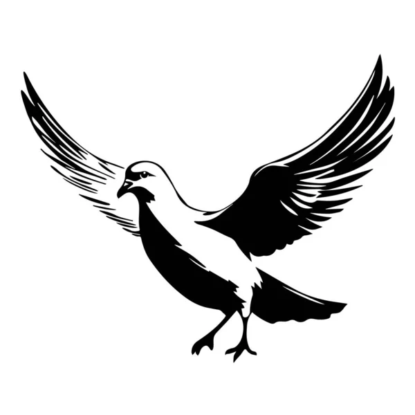 Siyah Beyaz Bir Güvercin Tasviri Vektör — Stok Vektör