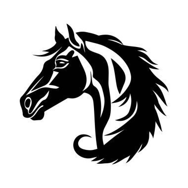 Şablon stilinde at kafası tasviri. Vektör.