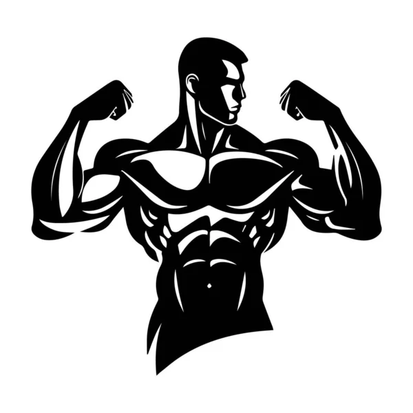 黒と白のスタイルで筋肉の男のイラスト ベクトル — ストックベクタ