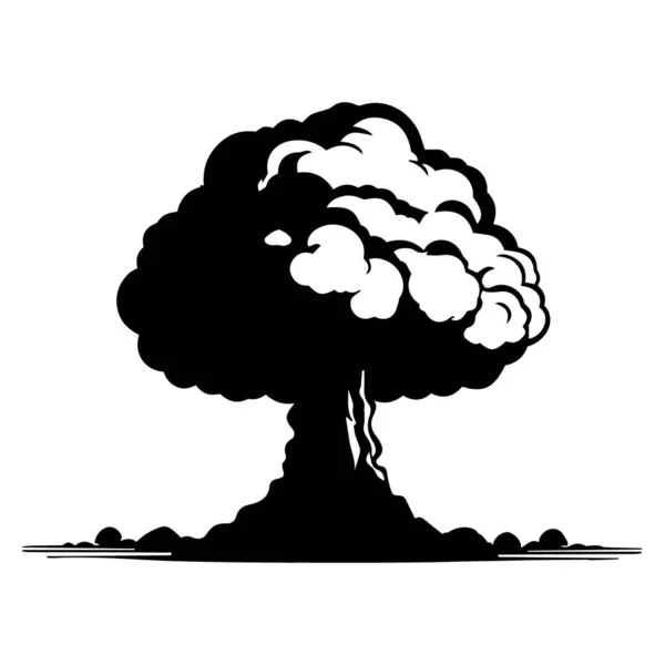 Nükleer Bombanın Resmi Siyah Beyaz Tarzında Vektör — Stok Vektör