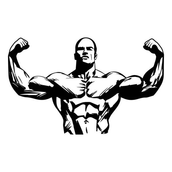 Illustrazione Del Corpo Muscolare Stile Stencil Disegno Vettore — Vettoriale Stock