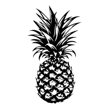 Siyah-beyaz şeklinde ananas tasviri. Vektör.
