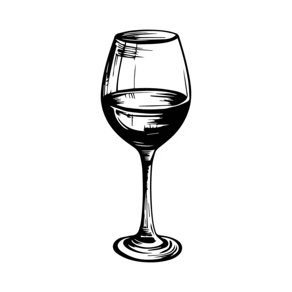 Illustrazione Del Bicchiere Vino Stile Incisione Vettore — Vettoriale Stock