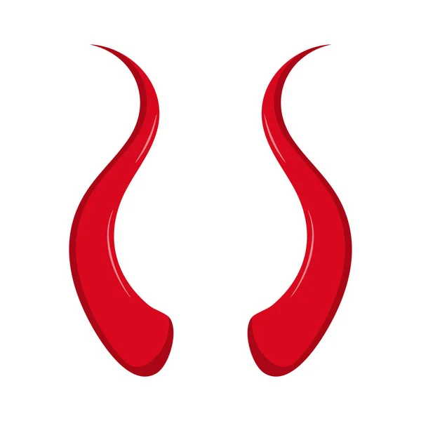 Illustrazione Lunghe Corna Del Diavolo Rosso — Vettoriale Stock