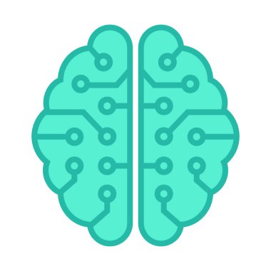 Devre simgesi olan dijital insan beyni.