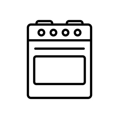 Doğrusal biçimde mutfak sobası simgesi.