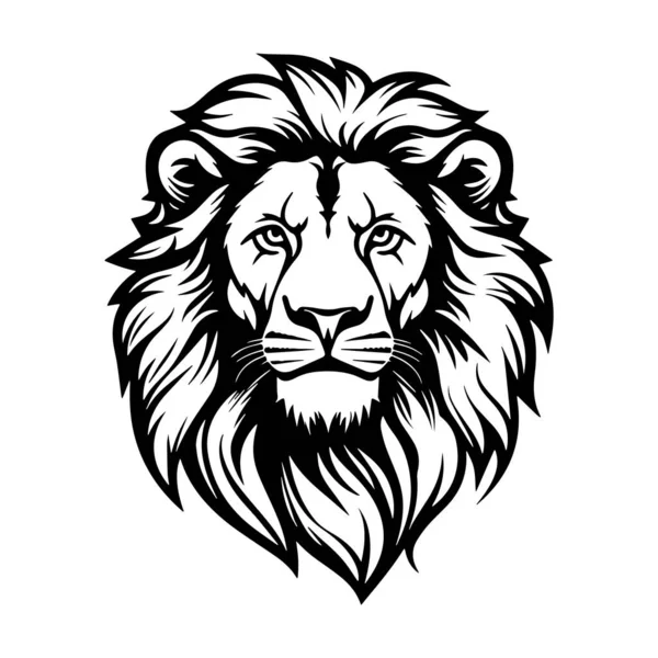 Illustration Noir Blanc Lion Sauvage Vecteur — Image vectorielle