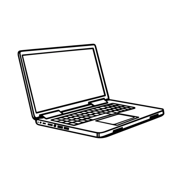Schwarz Weiße Illustration Des Laptops — Stockvektor