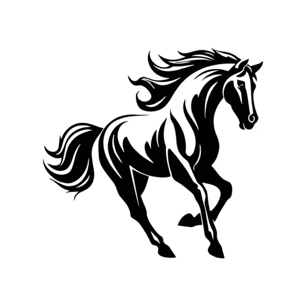 Black White Illustration Horse Vector — Stock Vector