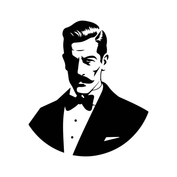 Illustration Noir Blanc Gentleman — Image vectorielle