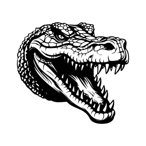 Illustration Noir Blanc Visage Crocodile Illustration De Stock