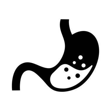 Mide ve asit ikonu düz bir şekilde dizayn edilmiş. Vektör.