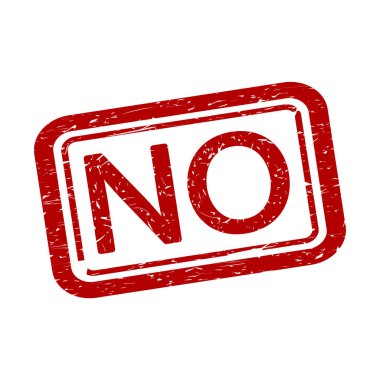 Kauçuk damga yok. Kırmızı damgalı, grunge desenli. Vektör.