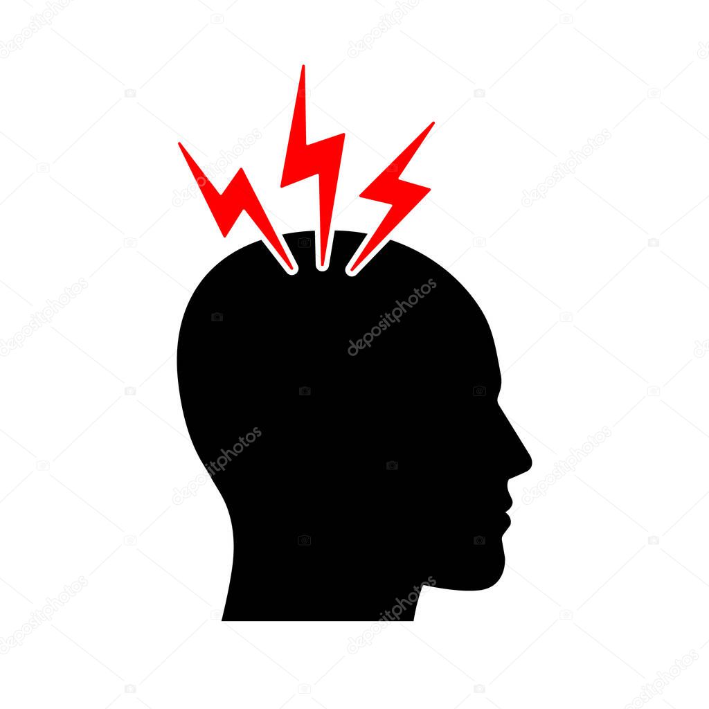 Headache icon design in flat style.