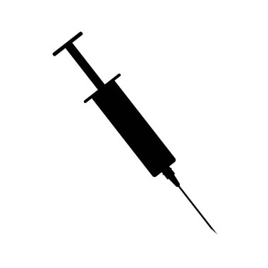 Siyah şırınga ikonu tasarımı. Siyah siluet.