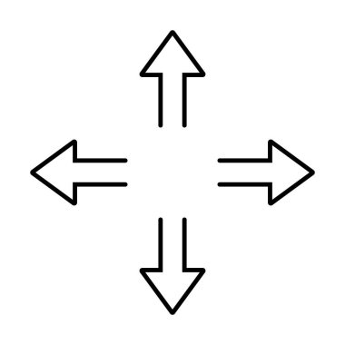 Doğrusal olarak dört yönlü ok simgesi tasarımı. Vektör.