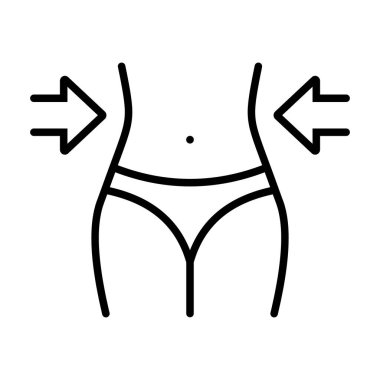 Kadın kilo verme ikonu doğrusal olarak. Vektör.