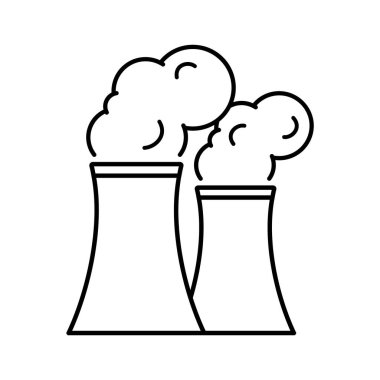 Doğrusal biçimde fabrika pipo dumanı simgesi.